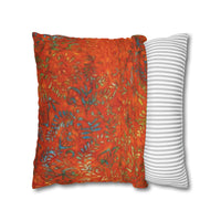 Batik Orange Leaf Pattern Pillowcase