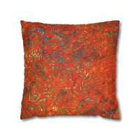 Batik Orange Leaf Pattern Pillowcase