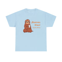 Costa Rica Sloth Shirt with Sloth Drinking Coffee