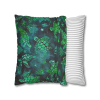 Blue Green Batik Turtles Pillowcase