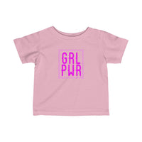 Girl Power GRL PWR Pink Stamp Baby Infant Toddler Tee Shirt for Boys or Girls