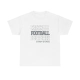 Football Utah State in Modern Stacked Lettering T-Shirt