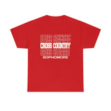 Cross Country Sophomore in Modern Stacked Lettering T-Shirt