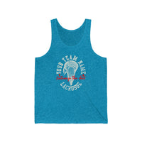 Customized Lacrosse Tank Top With Vintage Lacrosse Stick Head