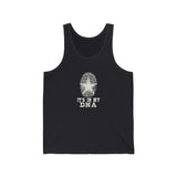Texas Cowboy Fingerprint with Lonestar, Its In My DNA (White Graphic) Tank Top