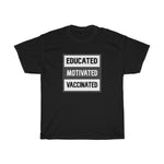 Educated Motivated Vaccinated Text Block