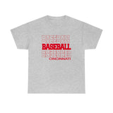 Baseball Cincinnati in Modern Stacked Lettering T-Shirt