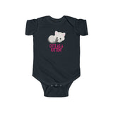 Cute as a Kitten with White Kitty Cat Baby Onesie Infant Toddler Bodysuit for Boys or Girls