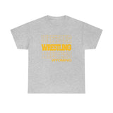 Wrestling Wyoming in Modern Stacked Lettering