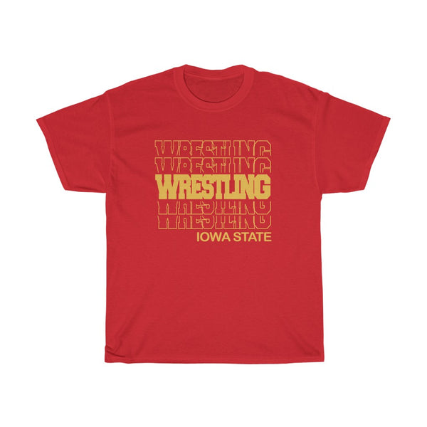 Wrestling Iowa State  in Modern Stacked Lettering