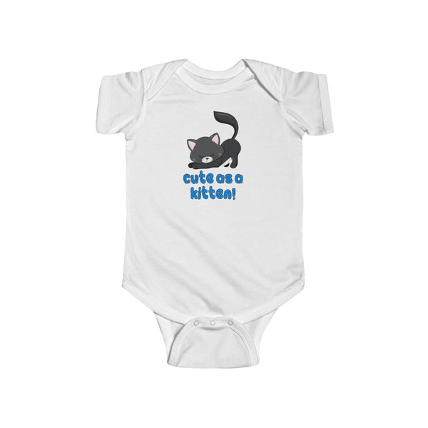 Cute as a Kitten with Black Kitty Cat Baby Onesie Infant Toddler Bodysuit for Boys or Girls