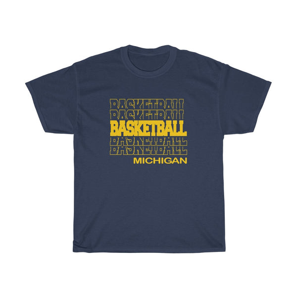 Basketball Michigan in Modern Stacked Lettering