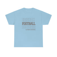 Football Utah State in Modern Stacked Lettering T-Shirt