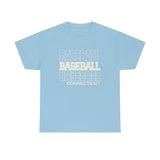 Baseball Connecticut in Modern Stacked Lettering T-Shirt
