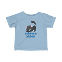 Cute as a Kitten with Black Kitty Cat Baby Infant Toddler Tee Shirt for Boys or Girls