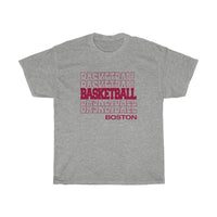 Basketball Boston in Modern Stacked Lettering (Red)